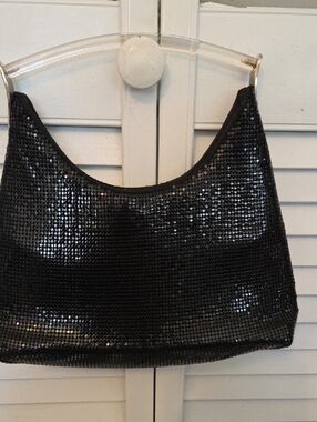 Vintage Black Sequin Hobo Bag - Sleek Evening Shoulder Bag